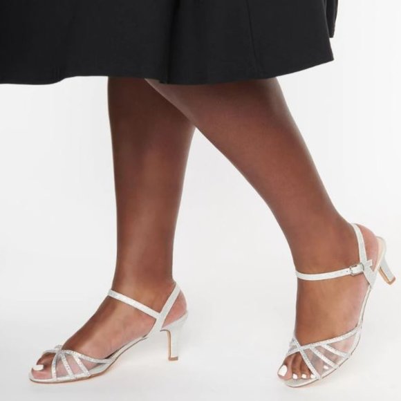 silver Rhinestone Kitty Heels - Picture 3 of 11